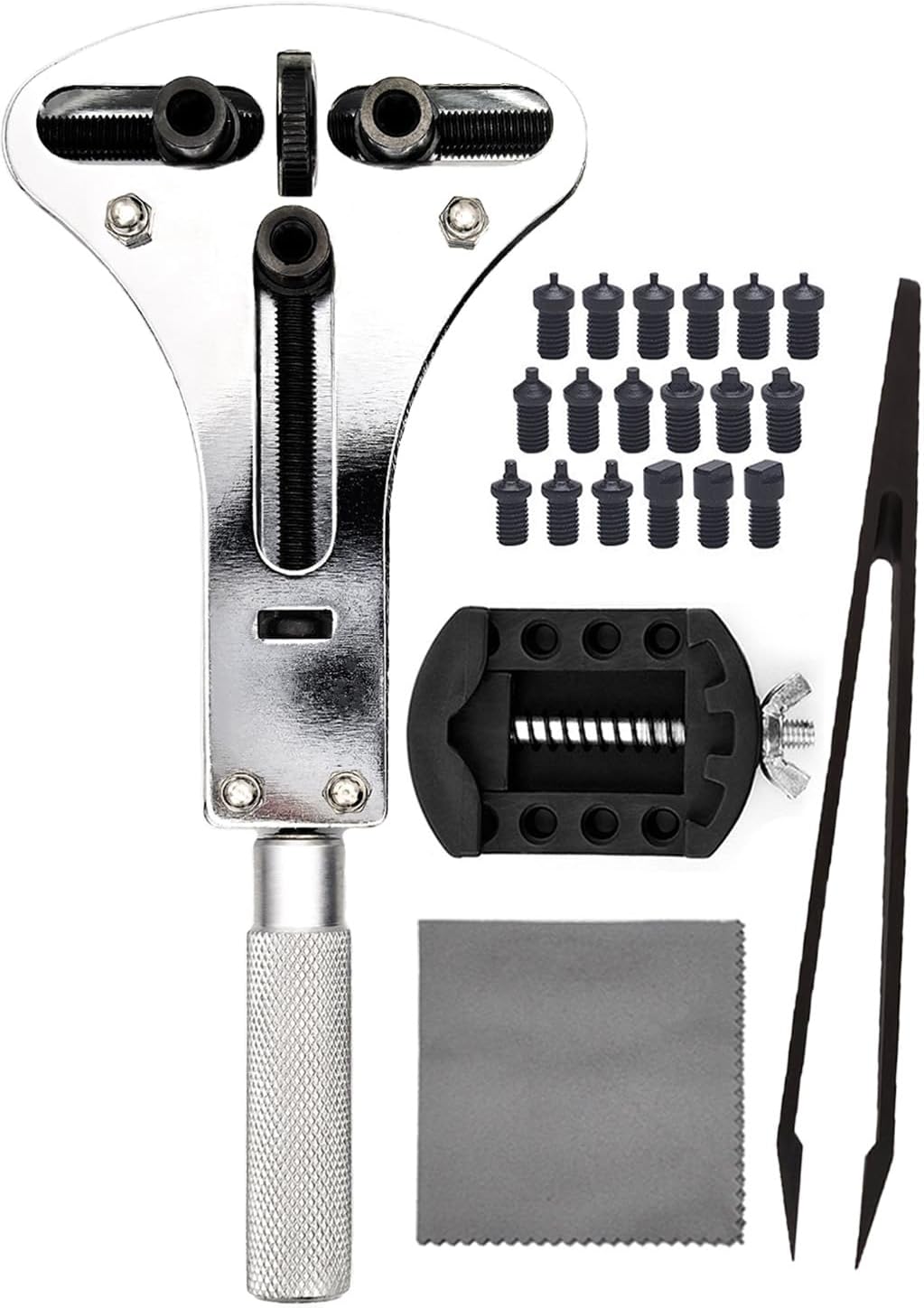 Watch Battery Replacement Tool, 3 Point Large Wrench for Wristwatch Case Back Open, Back Removal Tool with 18 Bits