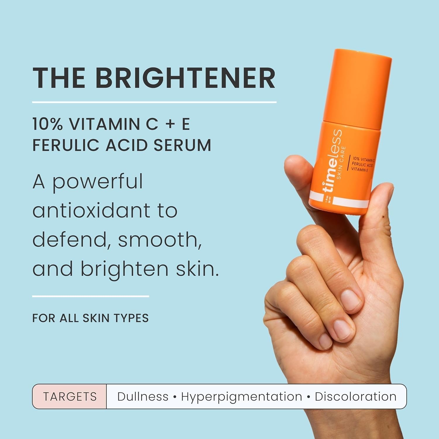 Timeless Skin Care Vitamin C Serum with Vitamin E & Ferulic Acid - Brightening Serum - for Oily & Dry Skin - Fragrance-Free - 4 oz