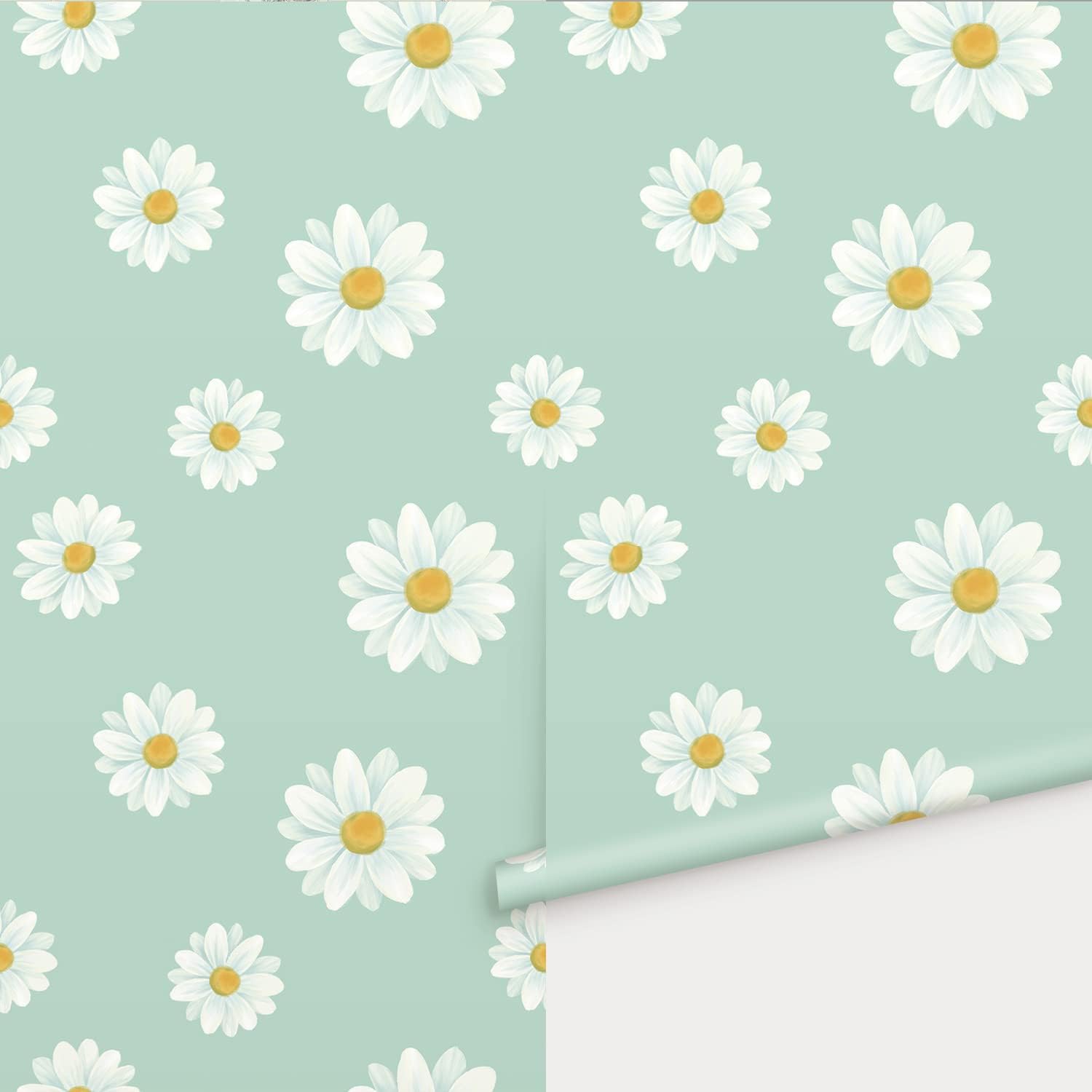 JAHUL Daisy Flower Peel and Stick Wallpaper Floral Cute Self Adhesive Removable Wallpaper Flower