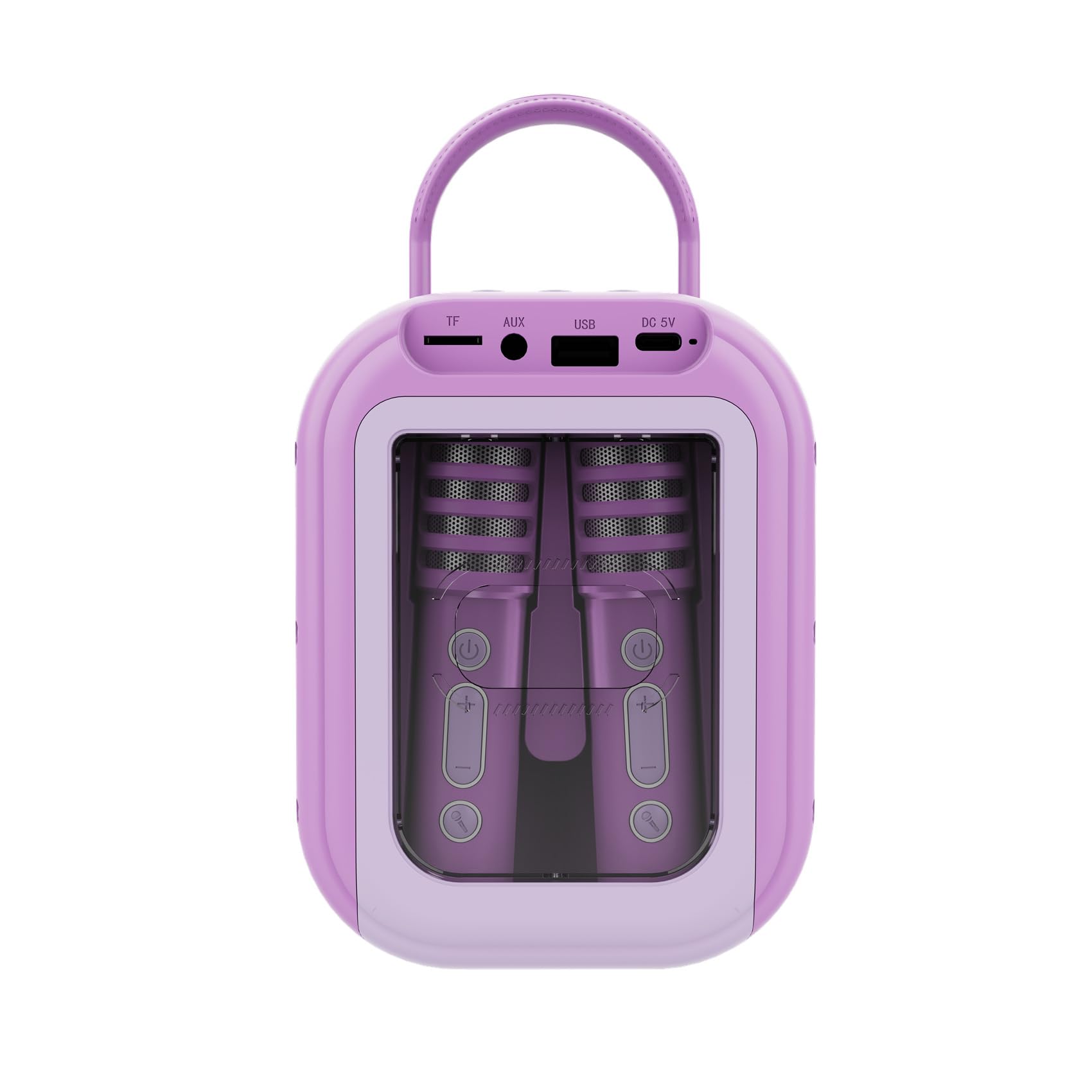 Celly – Speaker Bluetooth 10 W con 2 Microfoni Wireless, LED RGB, Batteria Ricaricabile, Ideale per Bambini e Karaoke, Colore Viola
