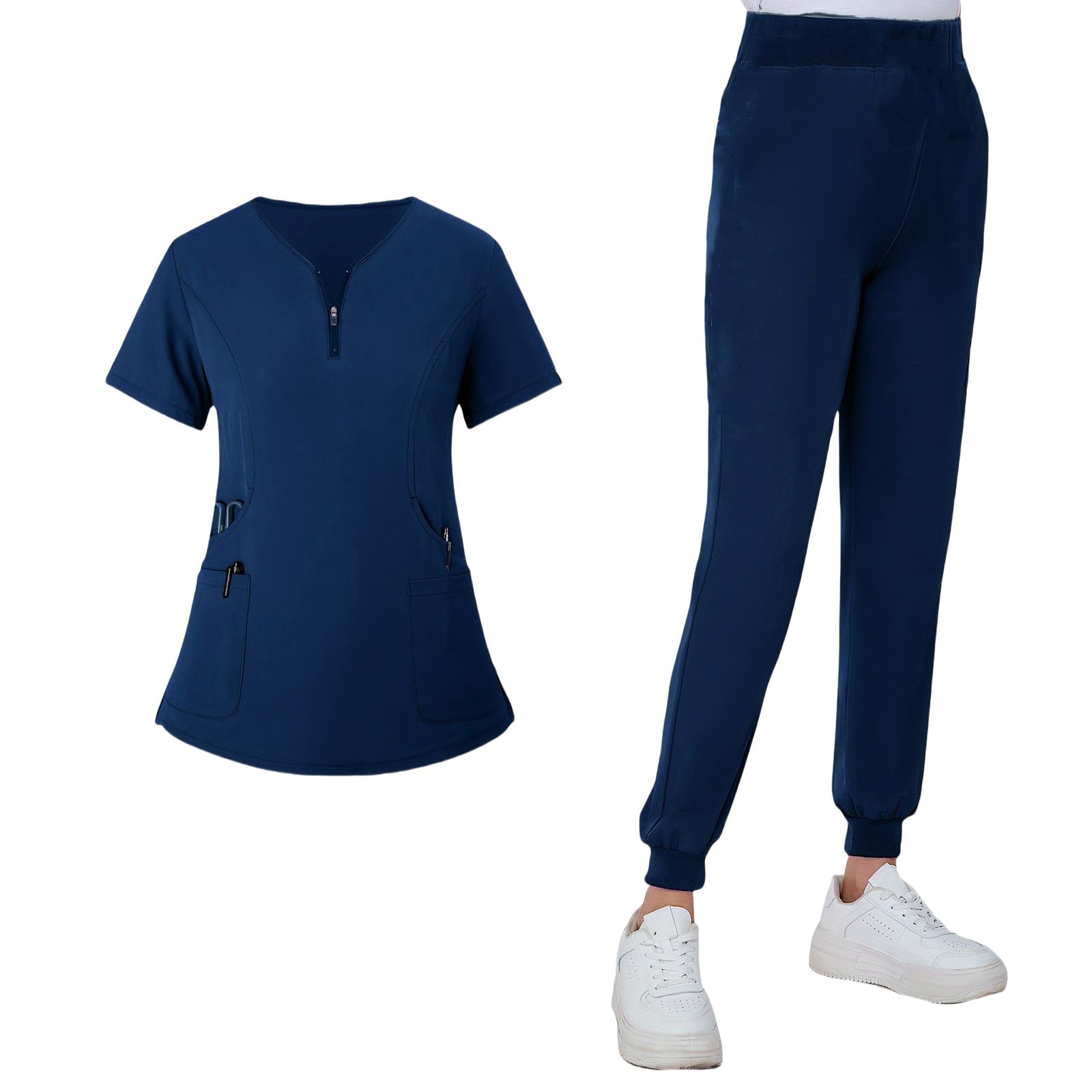 ALIALAVESTA Medical Scrubs Set for Women, Moisture-Wicking Stretch Scrub Shirts, Medical Nursing Uniforms Set with 4 Pockets