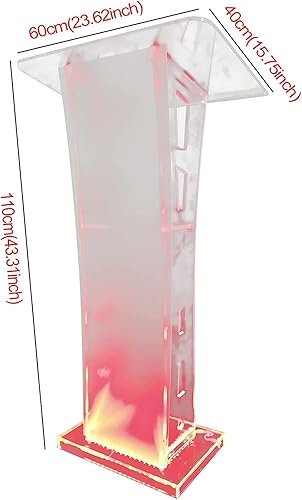Miniatura 6 de Soporte de acrílico con luces, púlpitos transparentes de 43 pulgadas para iglesias con gran plataforma de lectura, podios de presentación