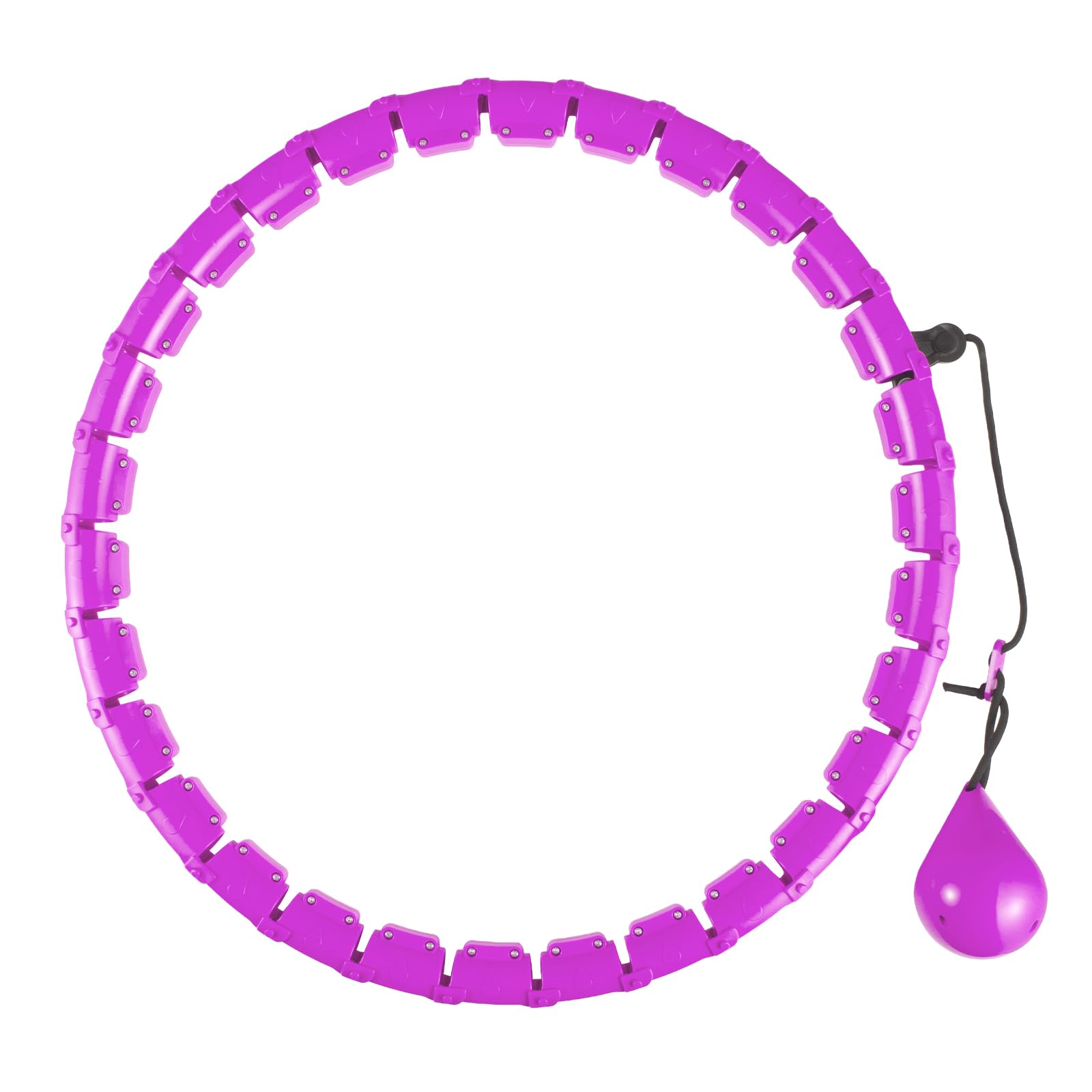 EVERGOODS Weighted Hula Hoop for Adults with Smart Spin Ball, Plus Size Fitness Hoop with 24 Detachable Links, Adjustable Waist 66-120cm, Effective Fat Burning & Core Toning, Ideal for Women (Purple)