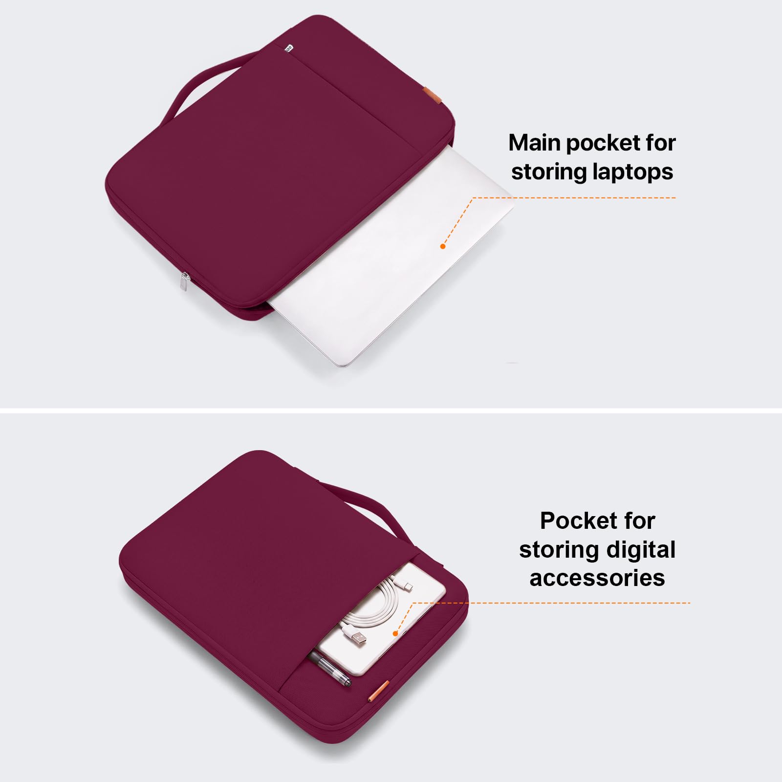 DOMISO Custodia protettiva per computer portatile da 15,6", impermeabile, antiurto, per notebook/IdeaPad ThinkPad/HP Pavilion Envy 15/Dell XPS 15, vino