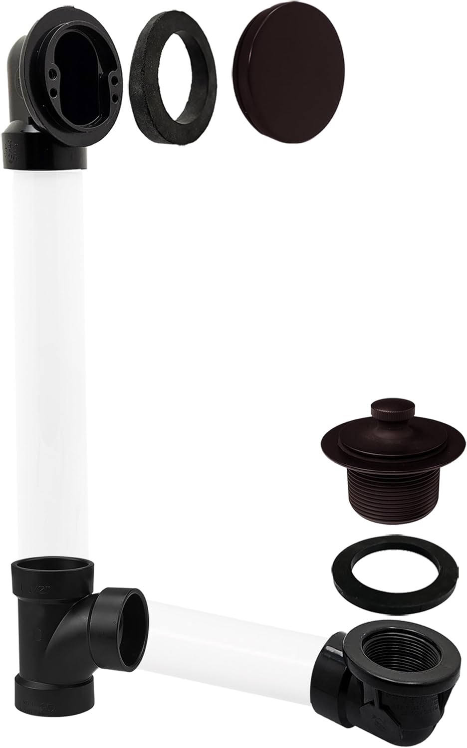 Westbrass Illusionary Overflow, Sch. 40 ABS Plumbers Pack with Lift and Turn Bath Drain, Oil Rubbed Bronze, D594AHRK-12