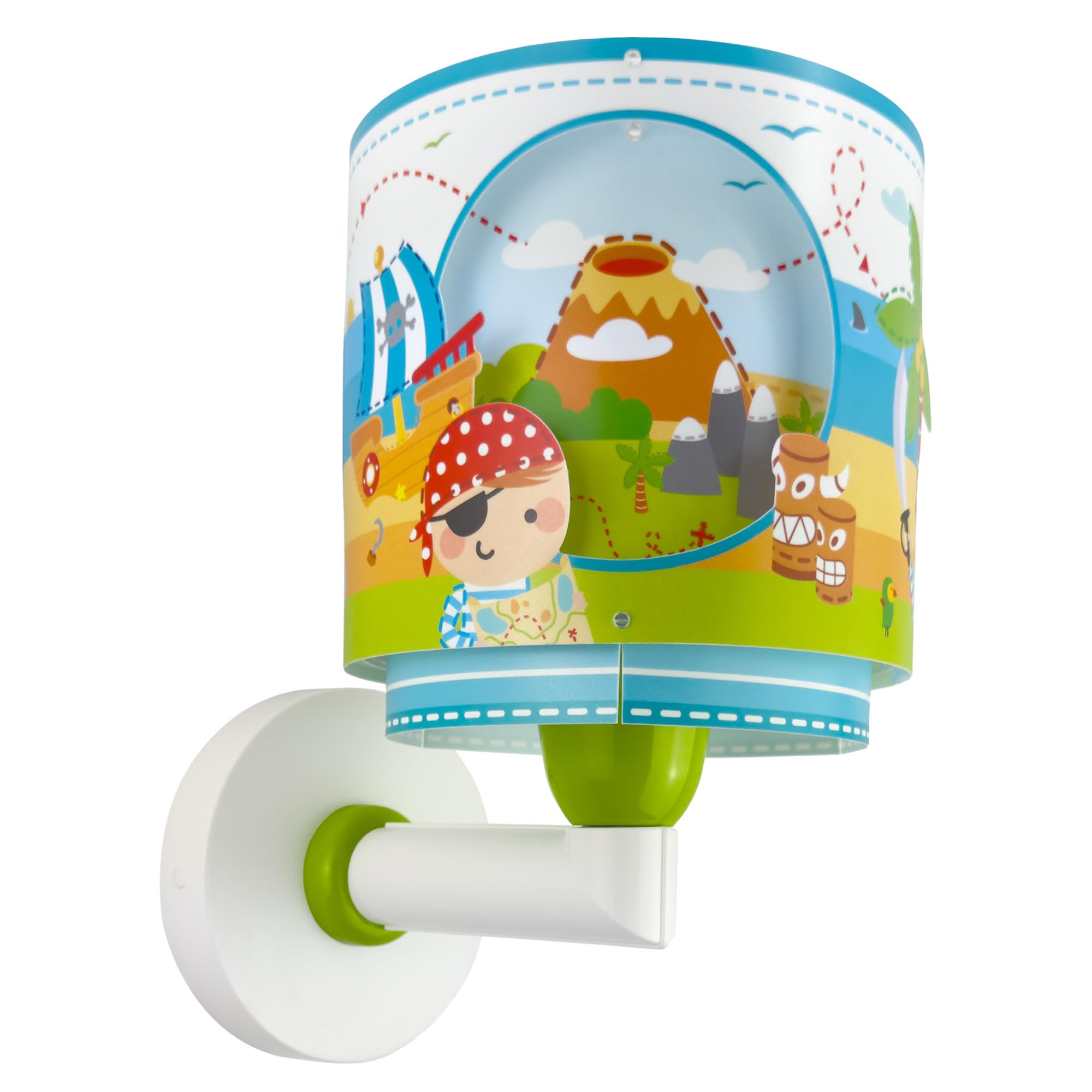Dalber Lámpara Aplique Pared Infantil Isla Pirata | Lámpara aplique de pared con instalación directa a la corriente o mediante cable con interruptor incluido.