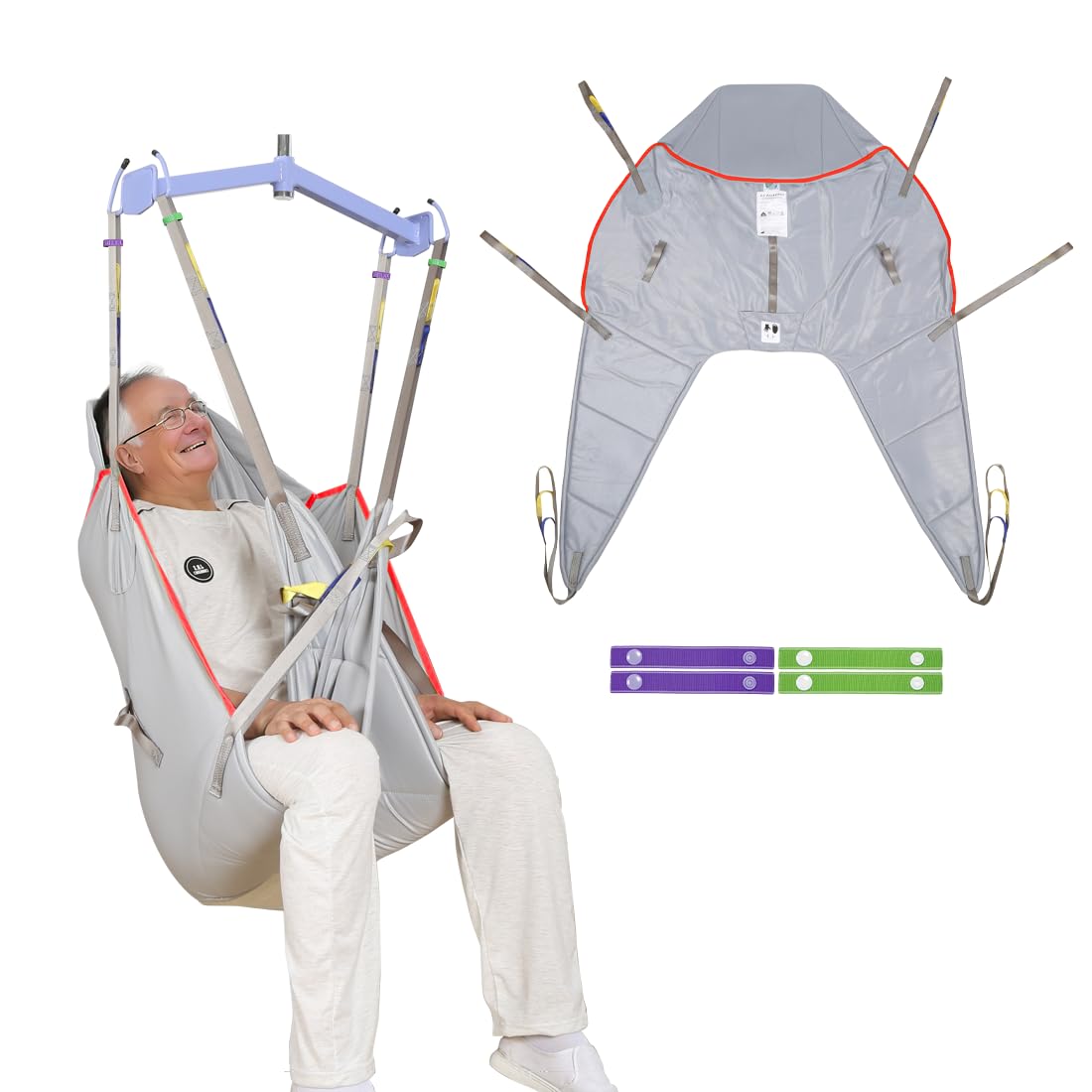 EZ Assistive Patient Lift Universal Padded Sling with Head Support, Lift U-Sling for Patient Transfer and Reposition Home Use, 500lbs (Blue, Large) — Amazon image 12