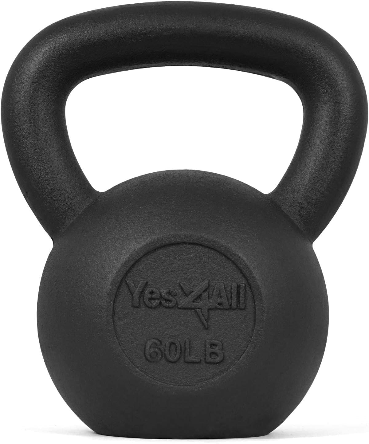 Yes4All Cast Iron Kettlebell, Strength Training Kettlebells 5-80 Lb (5,10,15,20,25,30,35,40,45,50,60,70,80 Lb) for Full Body Workout, Push up, Strength Training - Single & Kettlebell Set of 2 for Men K. Black 60lbs B. Cast Iron