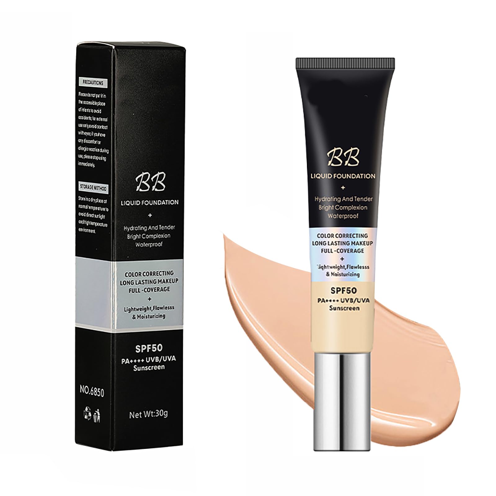Natural Sunscreen Foundation SPF50 - BB Cream Tinted Moisturiser for Mature Skin - Skin Tone Adjusting CC Cream
