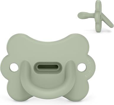 Suavinex, All Silicone Pacifier, for Babies 0/6 Months and Newborns, with Physiological Teat Sx Pro, Soft and Flexible, Ideal for Sleeping, Respects Oral Development, Butterfly, Lake Green