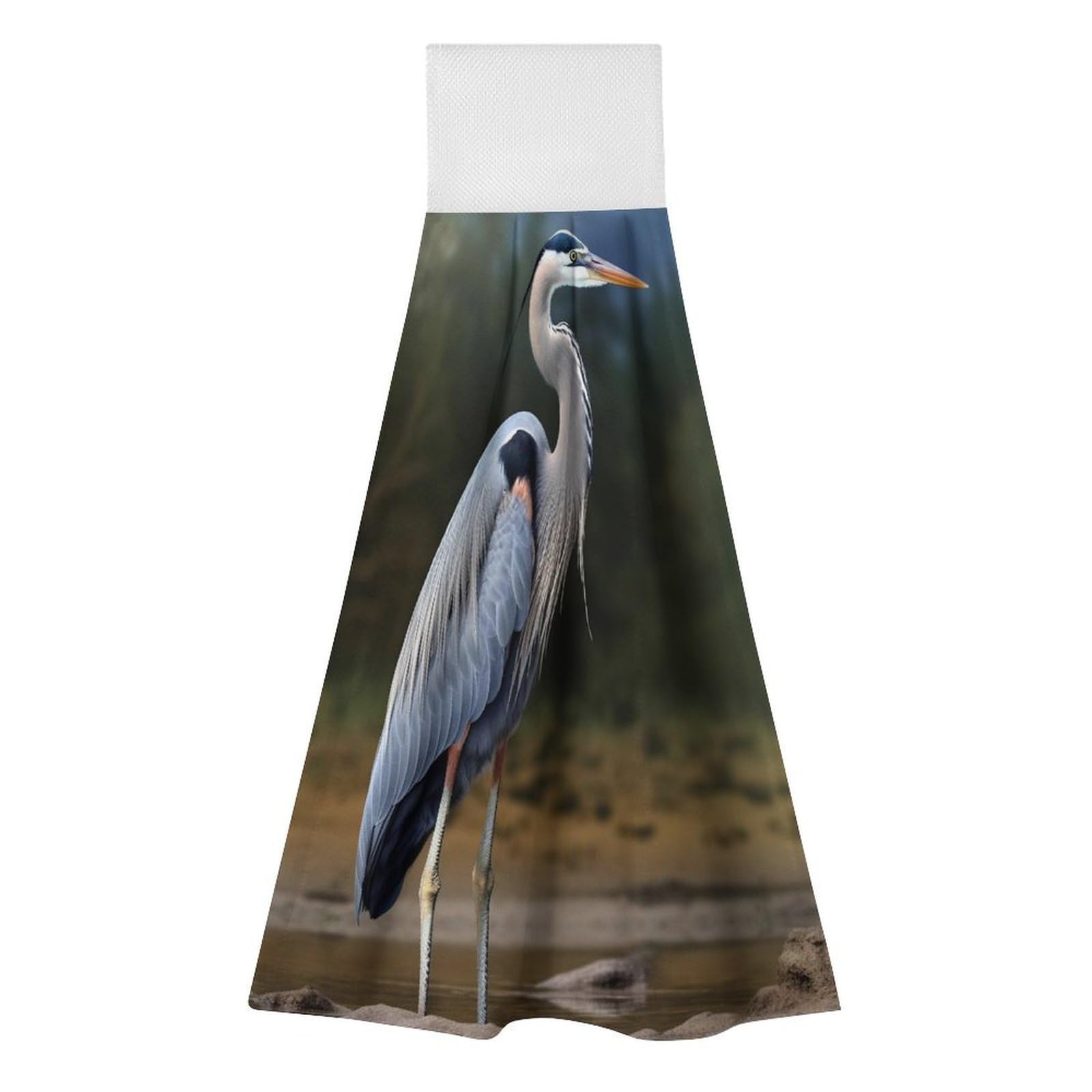 BTCOWZRV Heron Hanging Kitchen Towels with Loop, 2 PCS Luxury Hand Towels for Bathroom, Soft Microfiber Absorbent Face Towels Quick Dry Cleaning Cloths for Kitchen Dish Towels