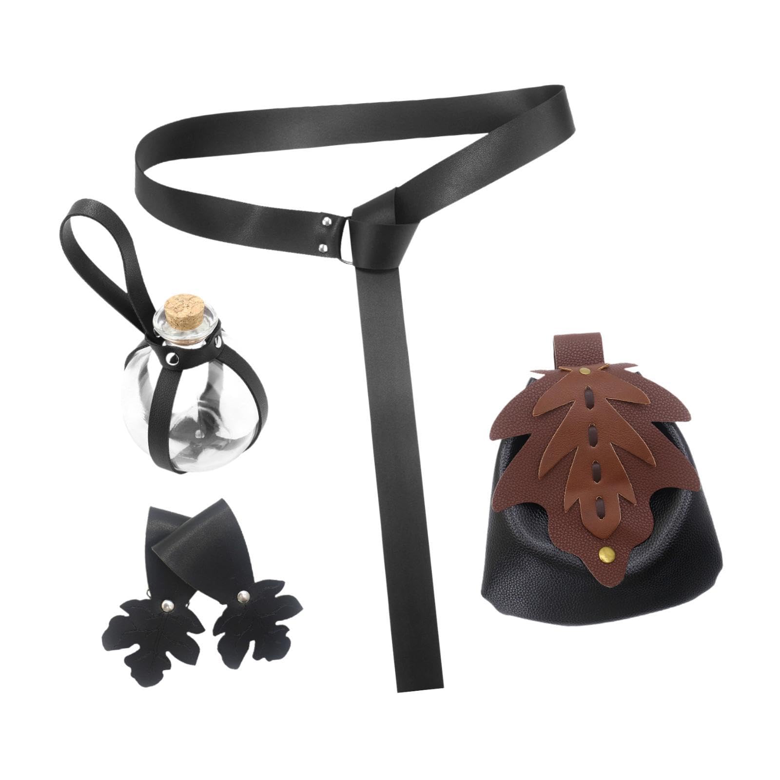 ZOOMELLA 5 Pieces Medieval Belt Bag Skirt Hikes Bottle for Fantasy Events Masquerades Black|Medieval & Renaissance|Clothing Shoes & Accessories-picture-56