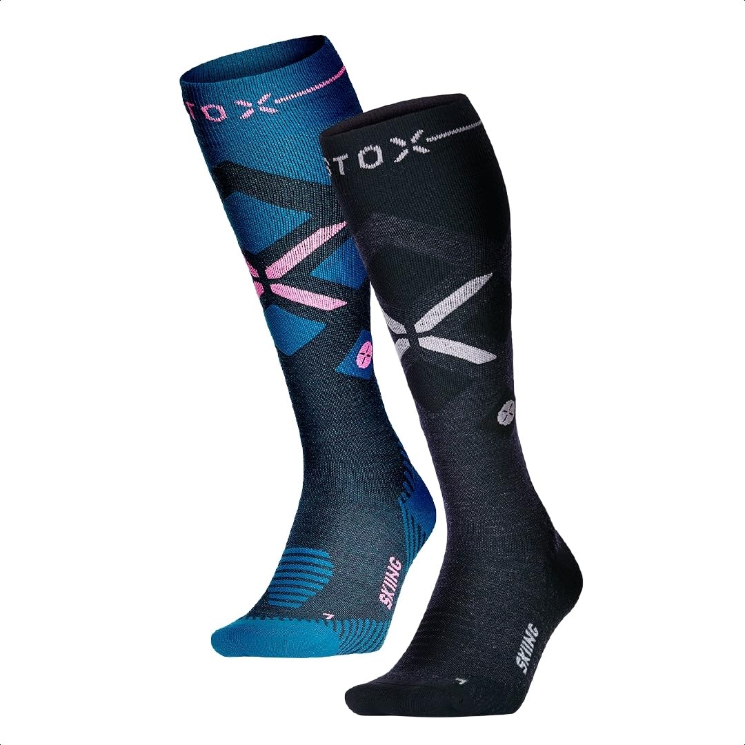 STOX Energy Socks Skisocken Damen, Merino Kompressionsstrümpfe | Ski und Snowboard Thermosocken, Klasse 2 Compression Socks Women, Thermo Socken, Kompressionssocken, Anti-Blasen, Nahtlos