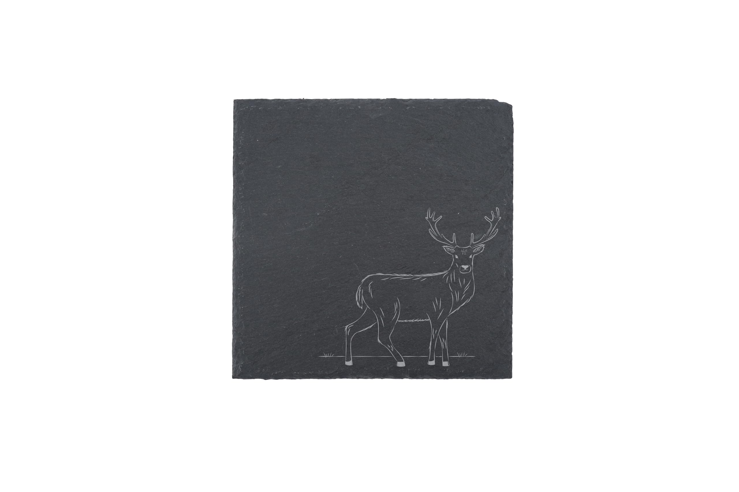 Cgb Giftware Grey | Set Of 4 The Highlands Stag Square Slate Coaster | Homeware | Tableware | Home Decor | The Highlands | Gb07577