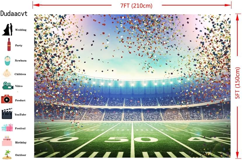 Miniatura 4 de Dudaacvt Telón de fondo de 7 x 5 pies para Super Bowl para fiesta de domingo, fondo de fútbol americano, telón de fondo deportivo, fondo de
