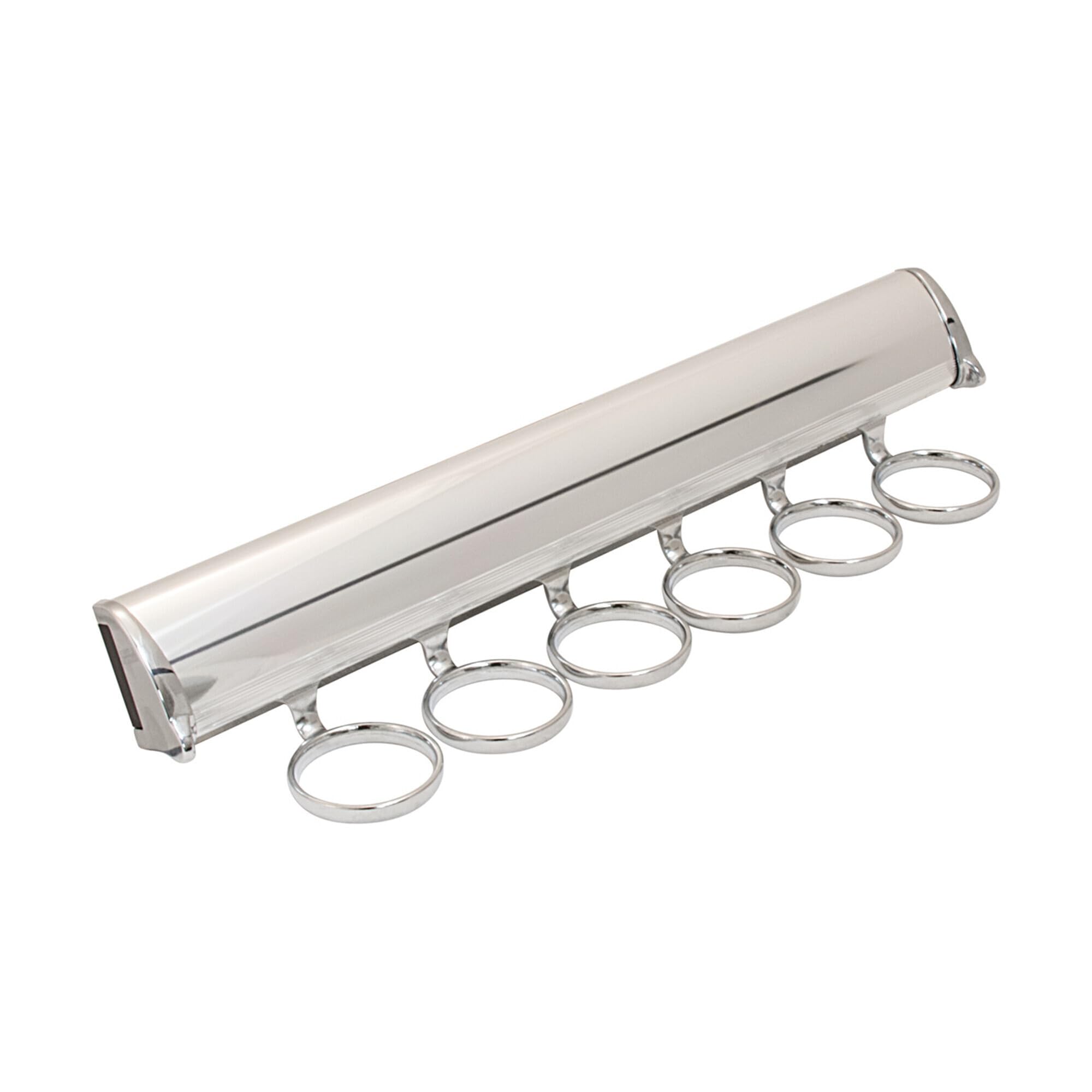 Brixwell QINA-003 Scarf Rack, 6 Hook with Full Extension Slide Polished Chrome Finish
