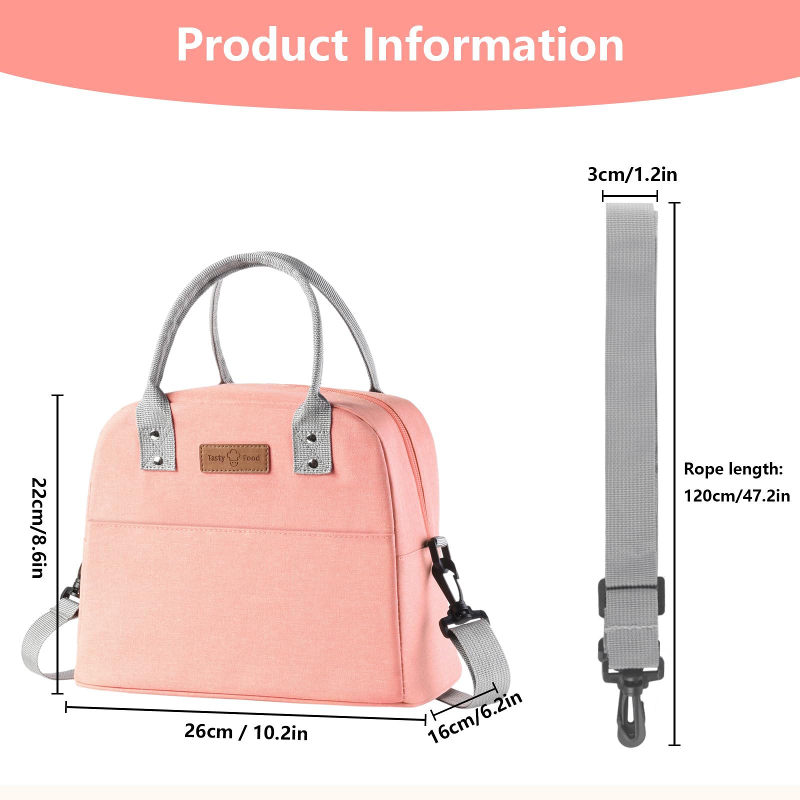 Zxglxinyao Sac à déjeuner pour femme et homme, boîte à déjeuner isotherme pour adulte, sac fourre-tout réutilisable, boîte à déjeuner isotherme, haute capacité pour le travail, les voyages, le (noir