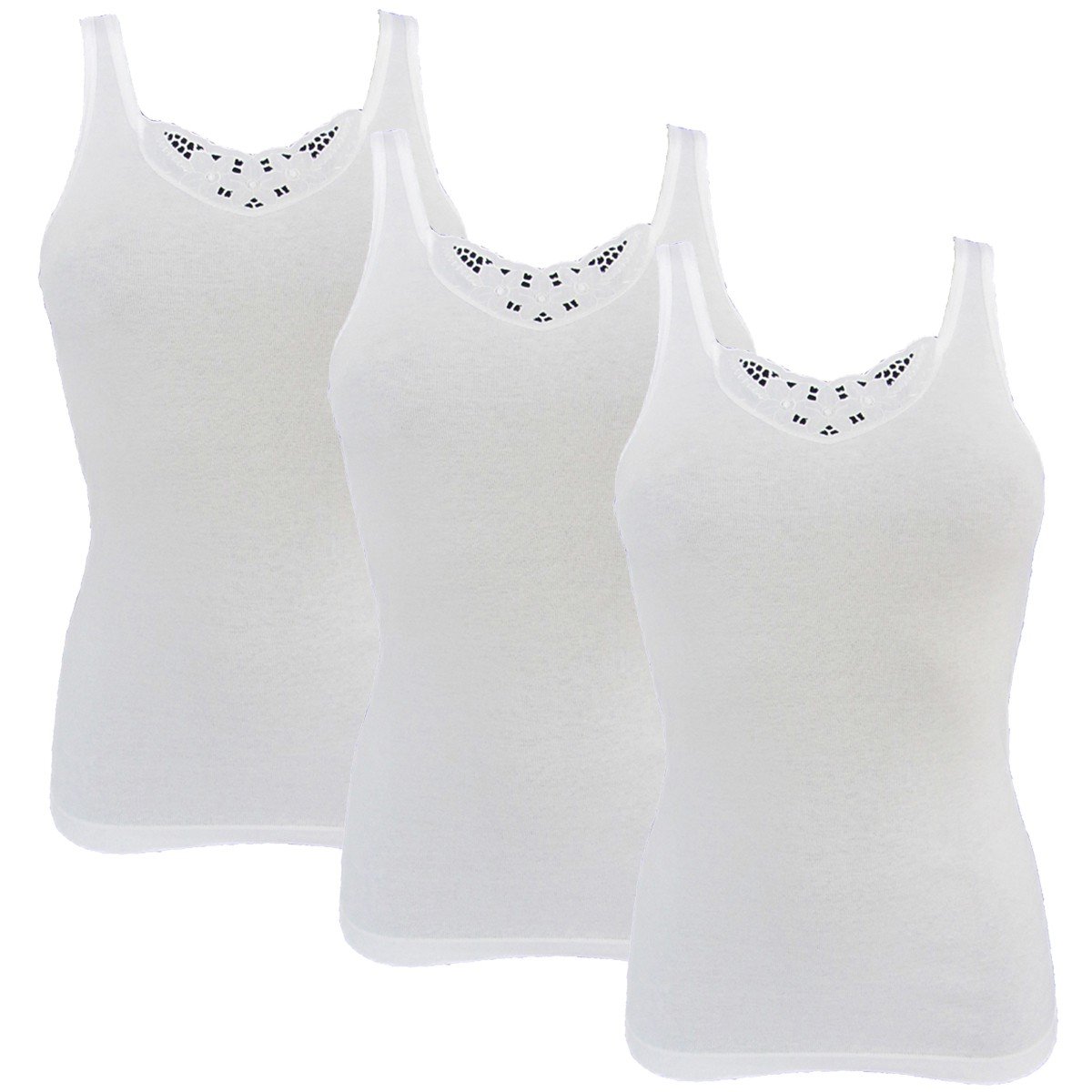 HERMKO 1440 Pack de 3 Camisetas Interiores con Encaje 100% algodón orgánico