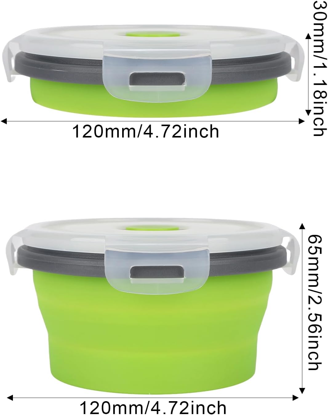 2pcs Collapsible Dog Bowls, Silicone Food & Water Travel Bowl with Lid Portable Expandable Pet Feeding & Drinking Cup/Saucer for Walking, Kennels, and Camping 350ml (Green, Blue) image 2