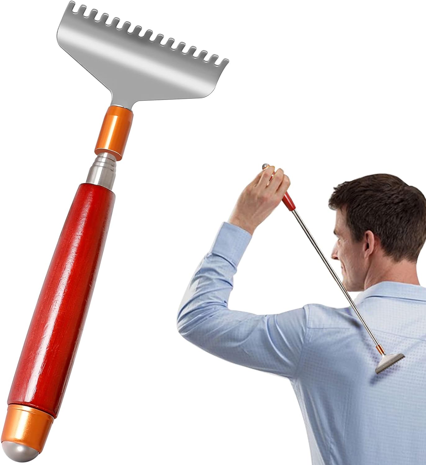 Wide Back Scratcher, Azymi Extendable Back Scratcher for Women Men Long