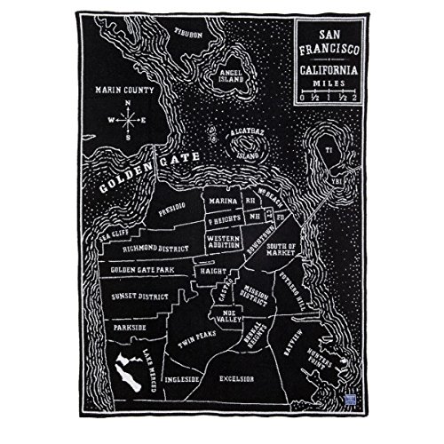 Faribault Woolen Mill Black/Smoke City Map Throw-San Francisco