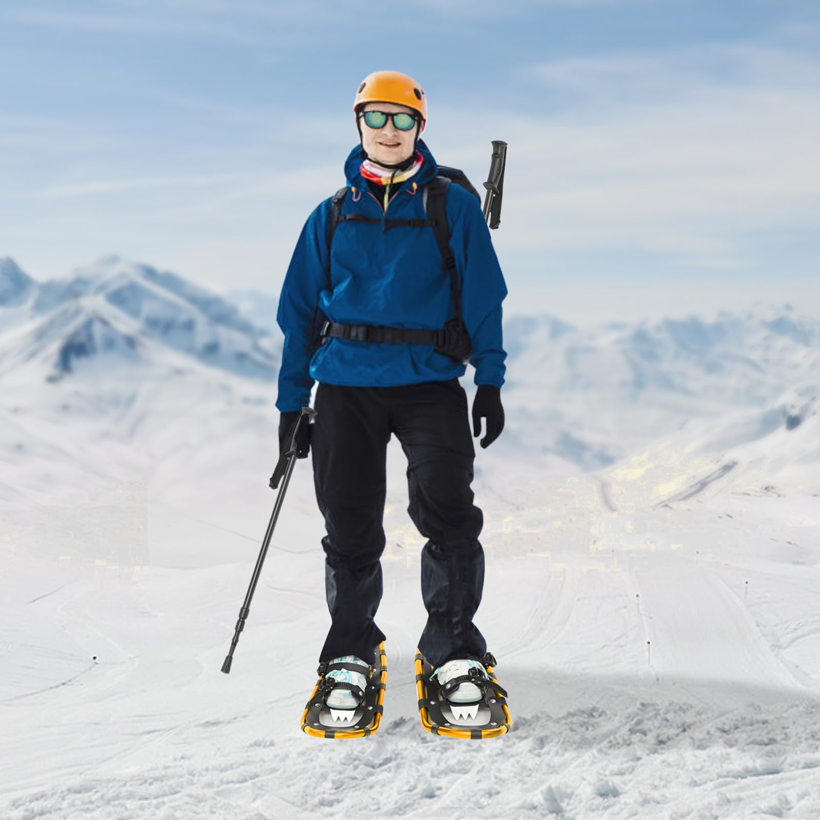 Raquetas de nieve de 21 pulgadas con bastones de senderismo ajustables, zapatos de nieve ligeros para adultos, hombres y mujeres, juego de raquetas de nieve de aluminio, capacidad de carga de