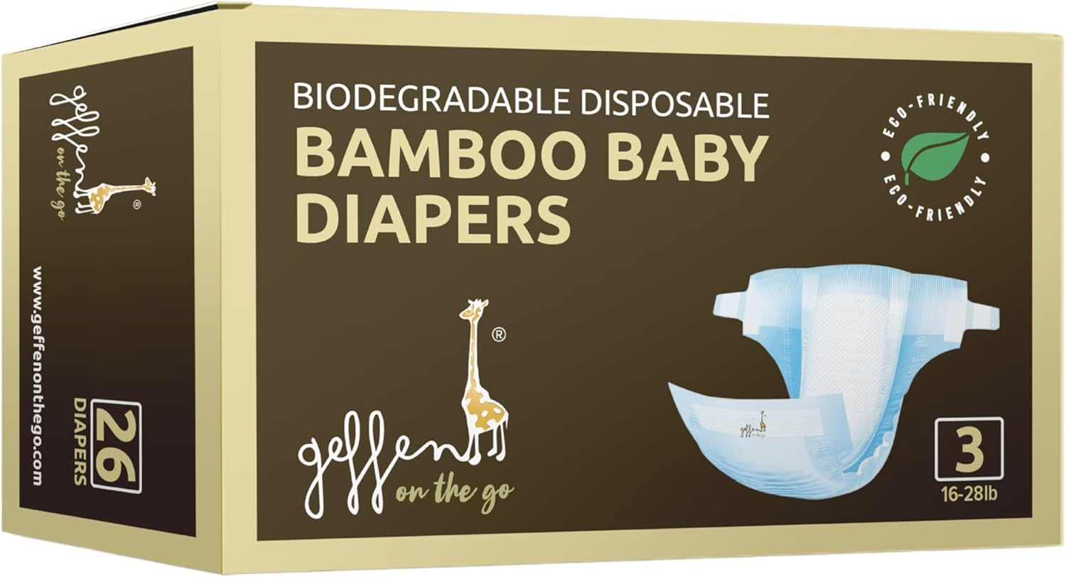 Geffen Baby - Biodegradable Baby Diapers, Size 3, 26-Pack | Sustainable, Hypoallergenic, and Ultra-Absorbent | Perfect for Eco-Conscious Parents