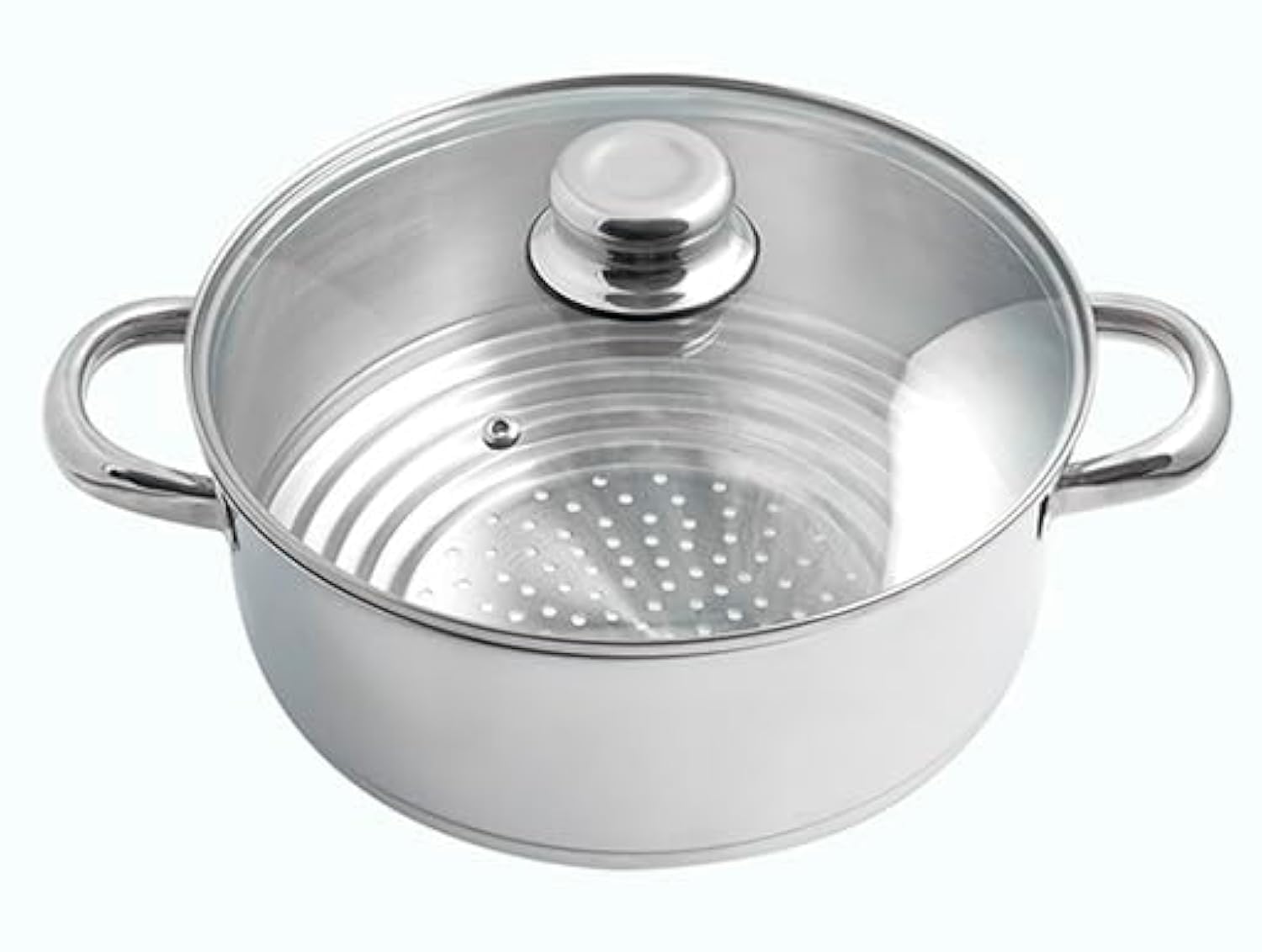 Artame ART32956, passoire cuit vapeur multi-diamètre, inox 16-24 cm, couvercle verre