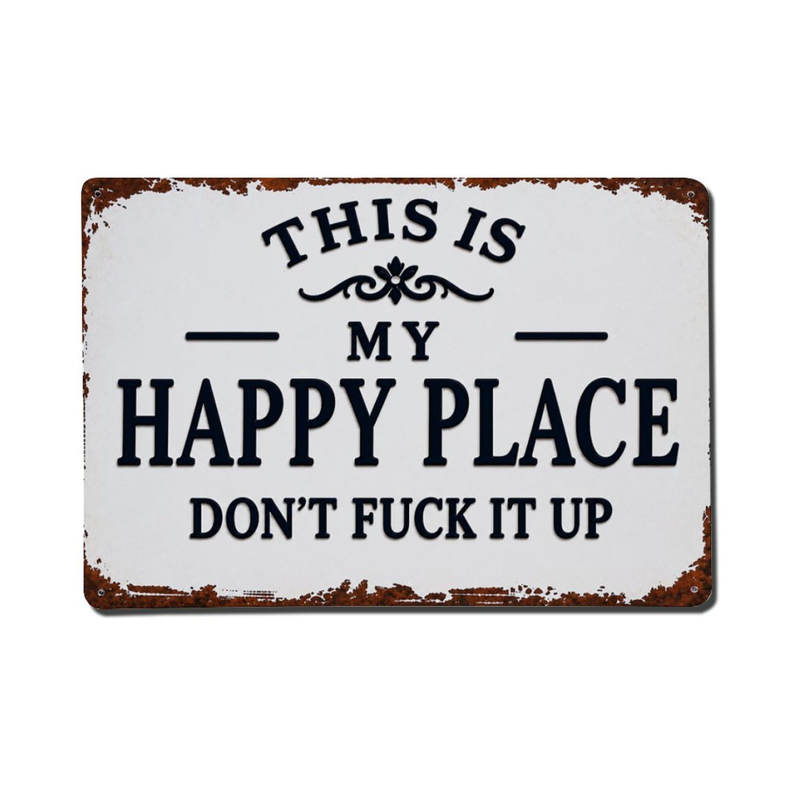 Ldfuieksufg Style This Is My Happy Place Funny Vintage Rust Sign Vintage Aluminium Metal Sign, Retro Wall Decor For Home, Bar, Garage & Farmhouse 20X30cm