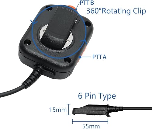 Miniatura 7 de BAOFENG Radio Jamón Micrófono de altavoz táctico Mando a distancia de mano Dual PTT Volumen Ajustable Hombro Mic UV-9R Plus UV-9R PRO GMRS-9R UV-9G