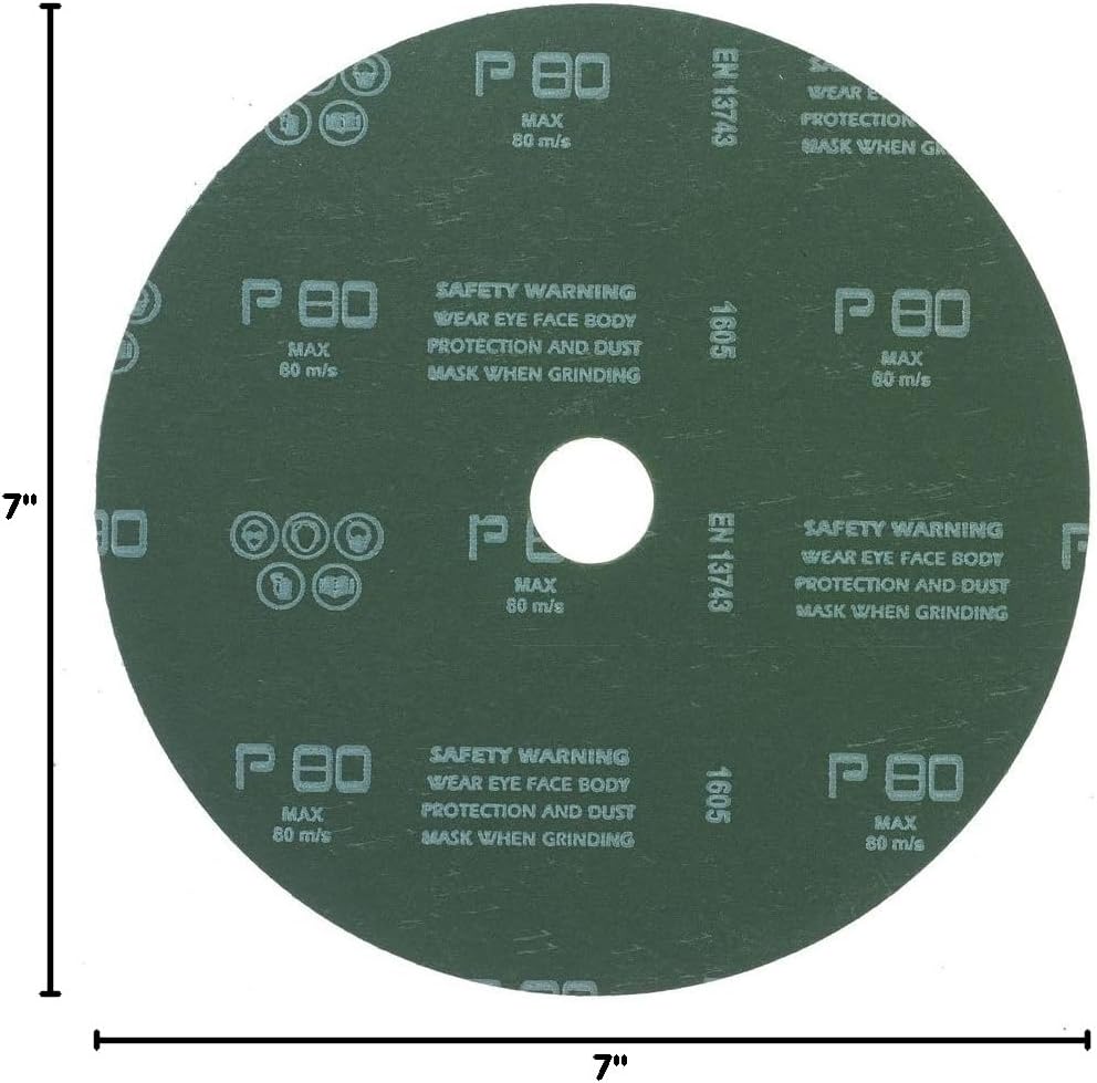 Mercer Industries 304080-7" x 7/8" Aluminum Oxide Resin Fiber Discs, 80 Grit (25 pack)