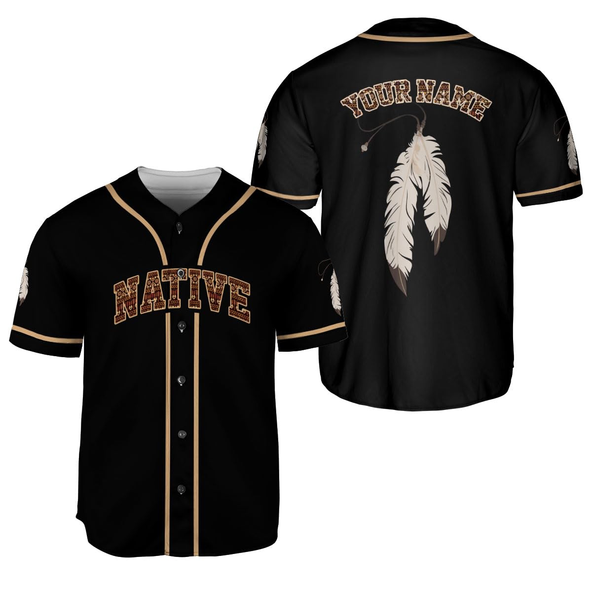 Generic Personalized Native American Baseball Jersey for Men Women, Native American Indian Indigenous Heritage Shirt Clothing (Polyester Blend, NA3), Large