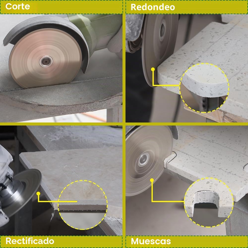 Disco Diamante Corte y Rectificado - 115mm SANLEETEK Doble Cara Electrochapado para Granito Mármol Cerámica Gres Porcelánico Cuarzo M14 Rosca