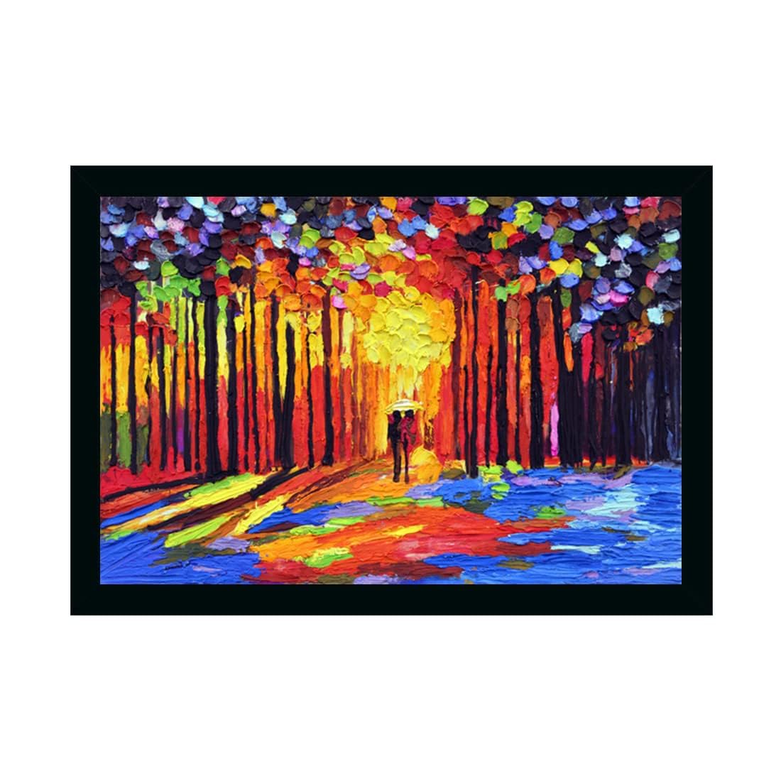 Couple Walk In Forest Scenery Painting with Synthetic Photo Frame