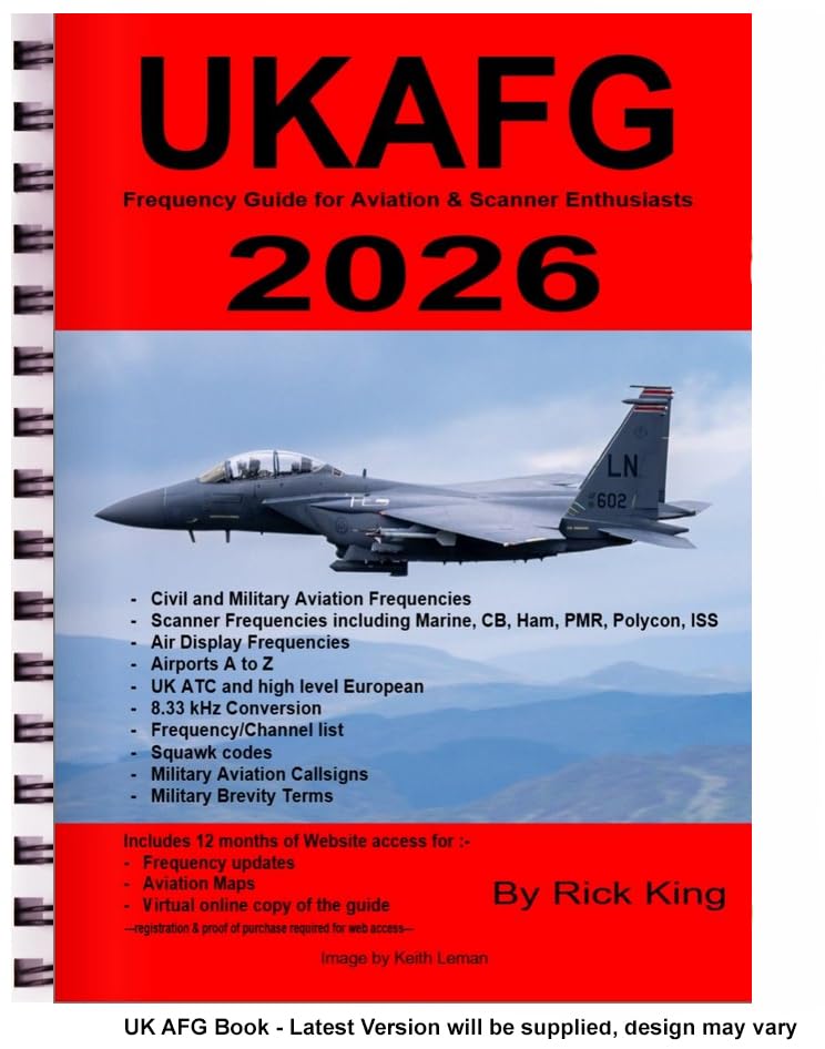 UK AFG AM/FM Radio Scanner Information Ultimate UK Printed Guide Maps Airband Frequency Aviation Civilian and Military HF/VHF/UHF Marine Ham CB PMR A-Z Airports (Spiral Ring Bound Version)