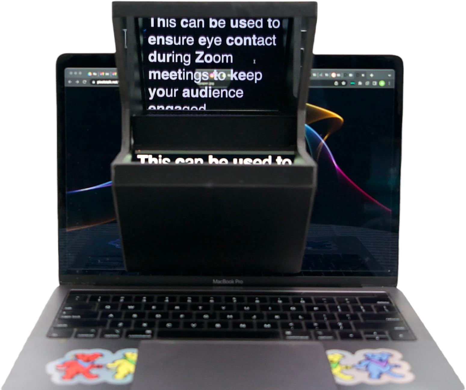 Little Prompter Lap Top Periscope Eye 2 Eye Zoom Call Facetime Teleprompter