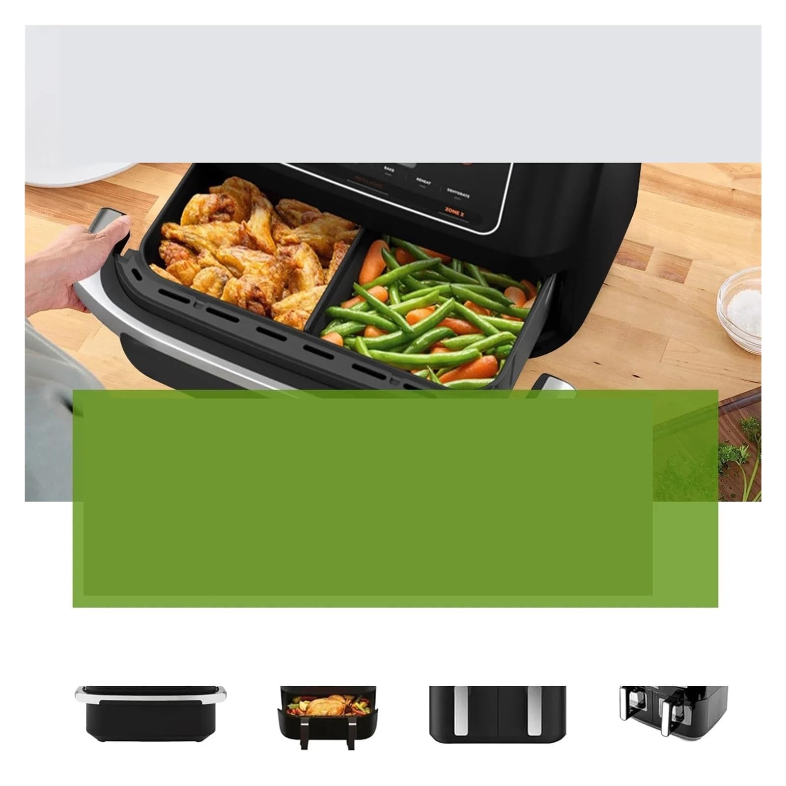 Air Fryer Tablett Silikonform, Kompatibel For Ninja, Af500 Air Fryer Liner Korb Wiederverwendbare Ofen Backblech Antihaft-Pizza-Grill-Pfanne(3 in 1 Grey)