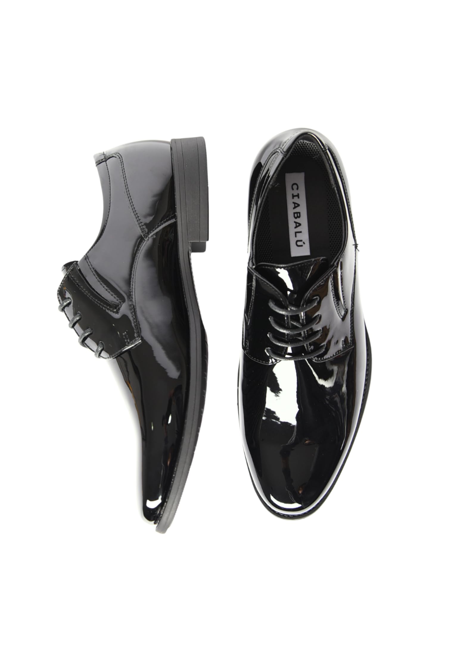 Scarpe Uomo Eleganti Lucide Inglesine Derby con Lacci Verniciate