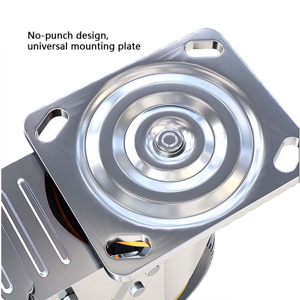 Rotelle Per Impieghi Gravosi Ruote In Ghisa 3" (75mm) 4 Pollici (100mm) Universali Doppio Cuscinetto Girevoli Resistenti Alle Alte Temperature Ruote Per Forno Con Freni Capacità 600KG (4 Pezzi)