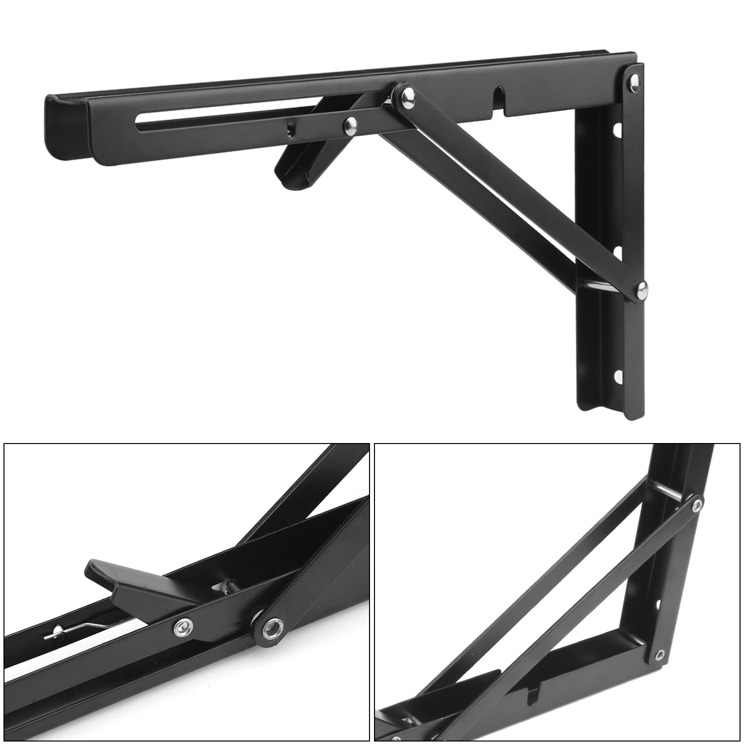 3 Paar 6 Stück 30,5 cm faltbare Regalhalterungen, Metall, zusammenklappbare Regalhalterung für Bank, Tisch, robuste Regalhalterung, Wandmontage, platzsparend, DIY-Halterung, von GENHAKON.