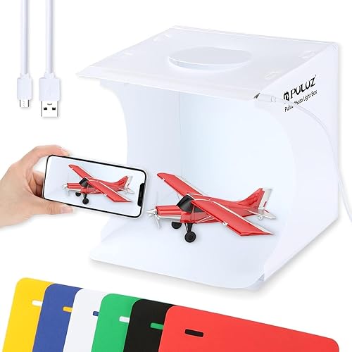 PULUZ - Mini caja de estudio fotográfico, 20 cm, portátil, kit de tienda de campaña de luz para fotografía, luz blanca plegable, caja de luz con 20