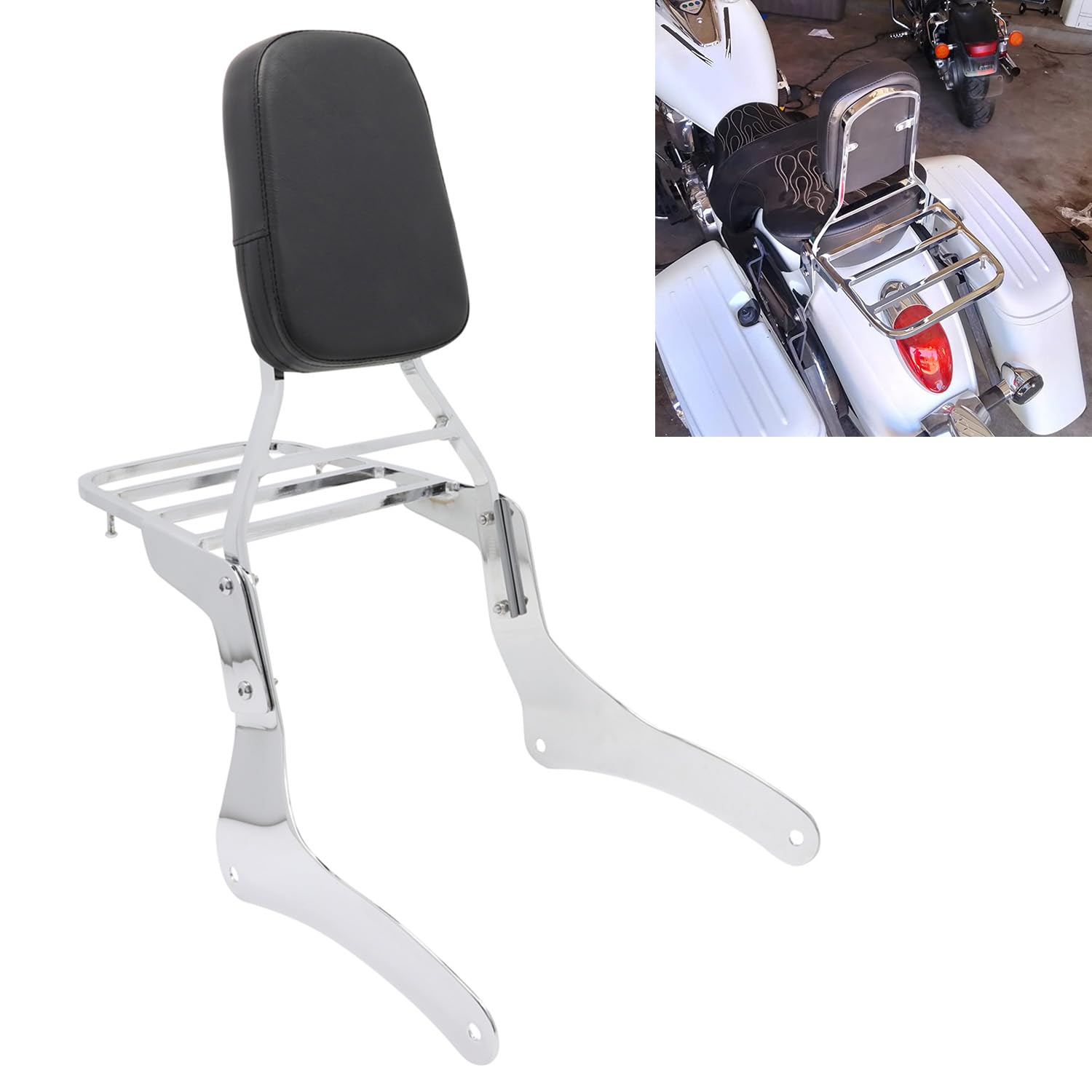 Amazon.com: Passenger Sissy Bar with Luggage Rack Backrest for