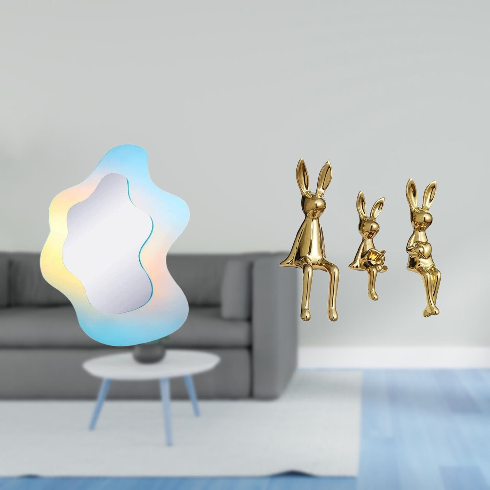 Enakshi® Reflective Bunny Family Acrylic Mirror Sculpture for Modern Bathroom Wall and Desk Decor with Decorative Animal Centerpiece Ornament|Home & Garden | Home Decor | Mirrors-image-35