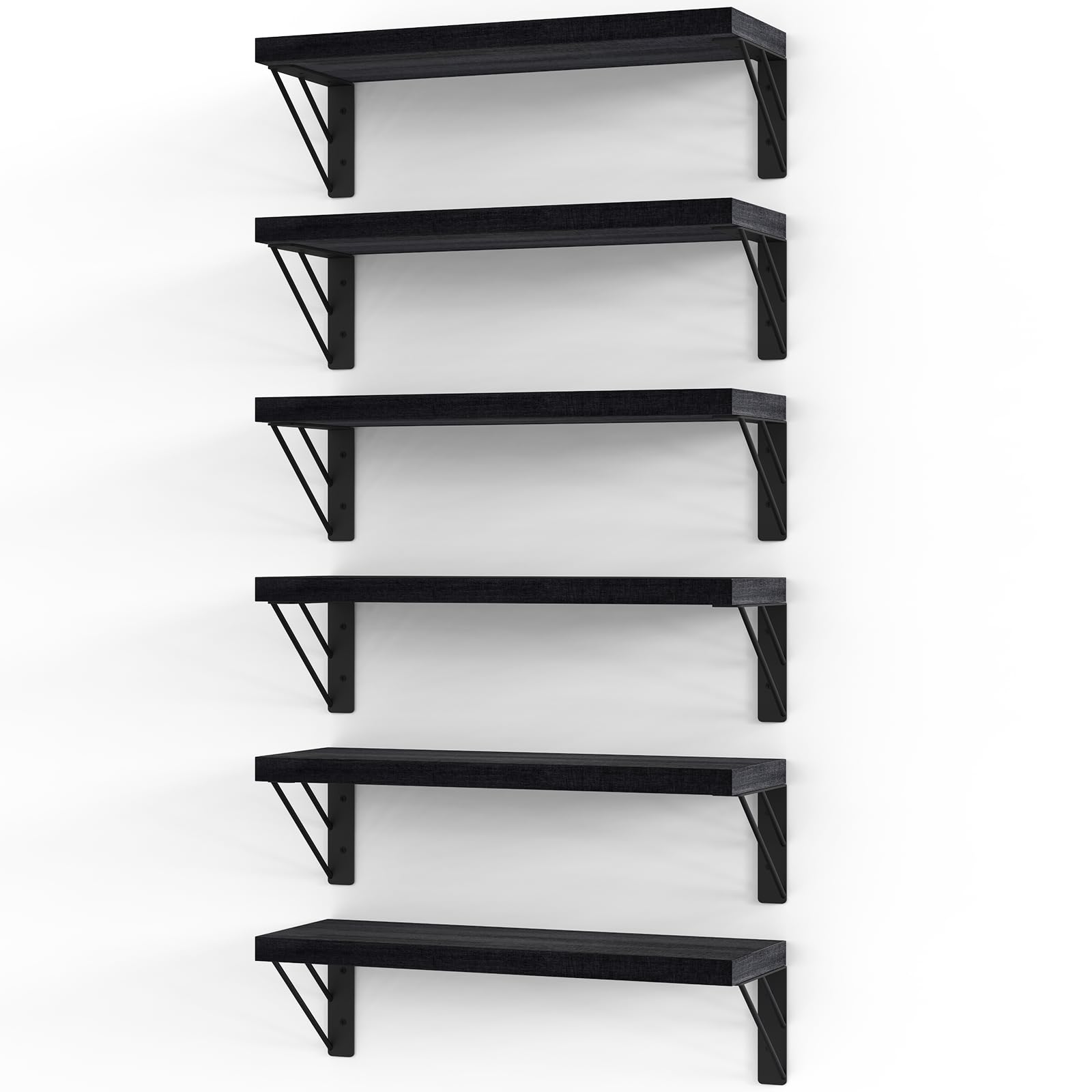 Floating Wall Shelves - Set of 4 Black -12