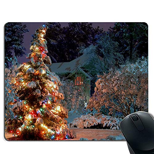 Preisvergleich Produktbild Rutschfeste Unterlage für optische und Lasermäuse - Weihnachtsbaum mit LED-Leuchten