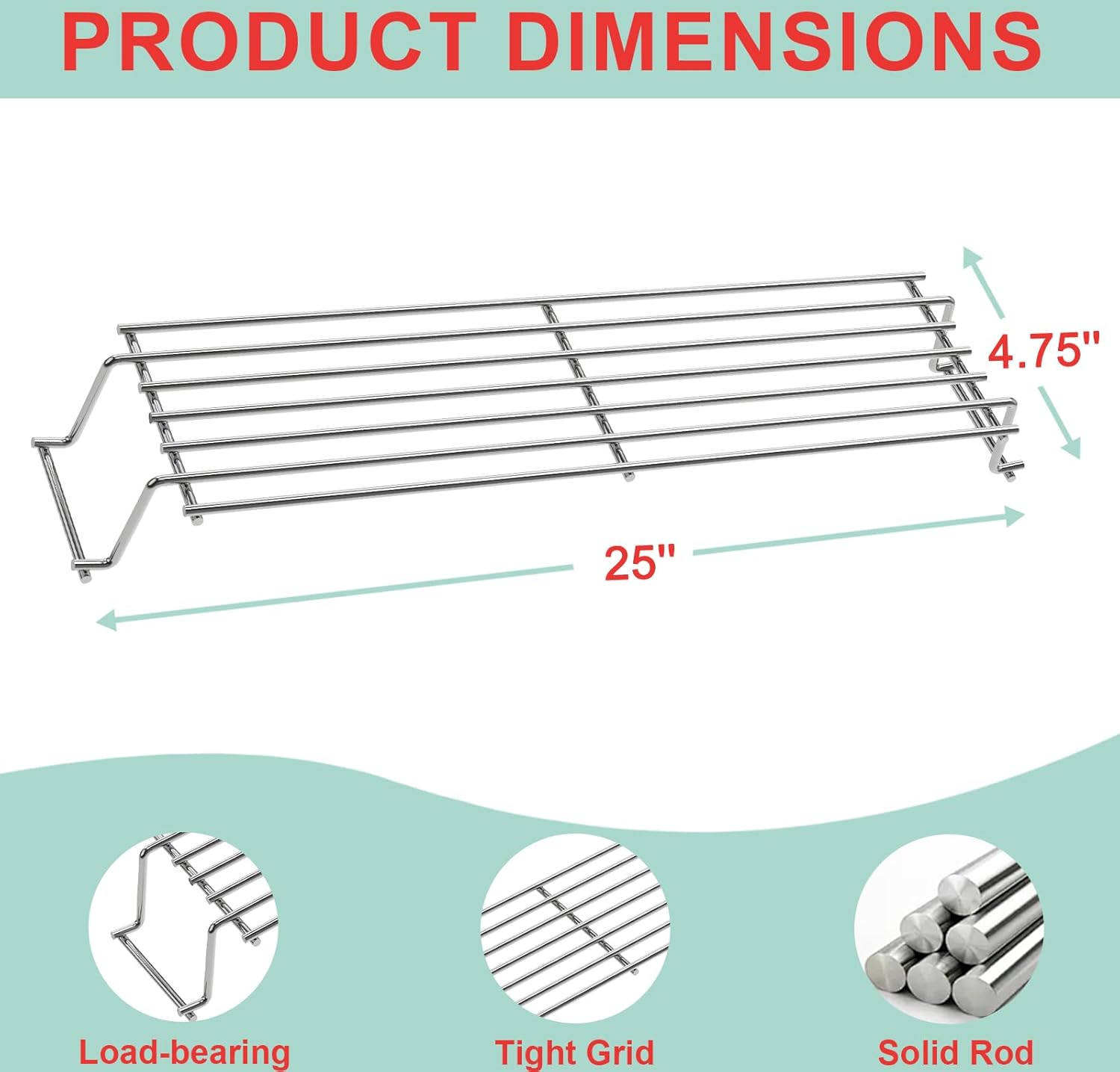 7641 grill warming rack for weber spirit i/ii 300 series gas grills, for weber spirit i/ii e-310 e-320 e/s-315 ep/sp-320 with front control knobs grill parts for weber genesis silver gold b/c 25"l x 4 3/4"w