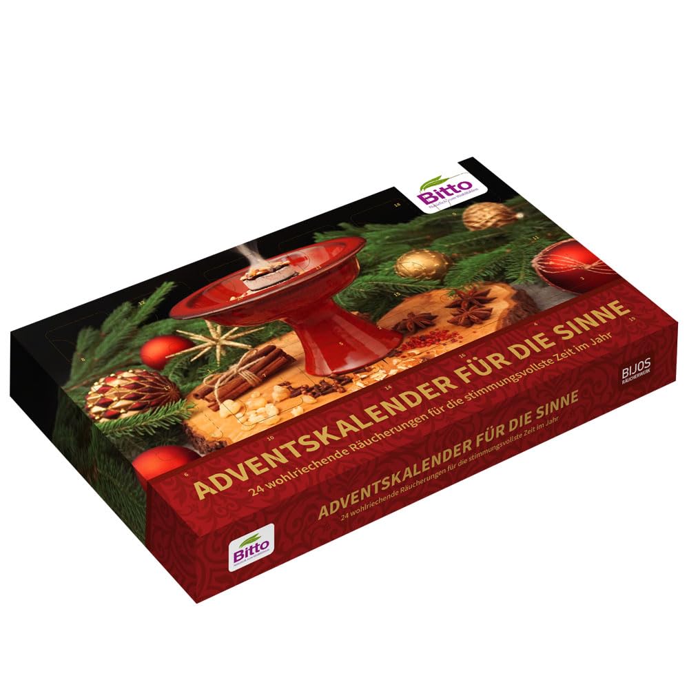 Bitto Adventskalender – 24 festliche Räucherwerke, nachhaltig & vielseitig, FSC Karton, Inlay als Anzuchtbeet