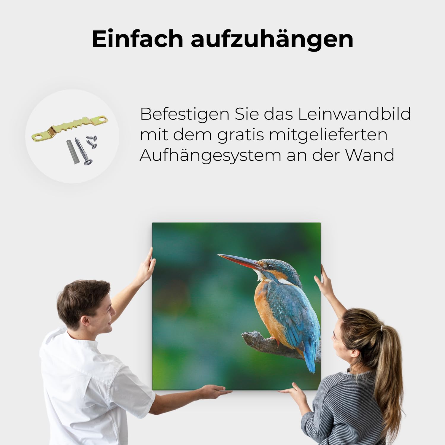Artaza Leinwand Bilder Eisvogel - 90x90 cm - Groß XXL - Wanddeko Wohnzimmer - Naturbilder Vogel - Wandbilder Wald - Blau