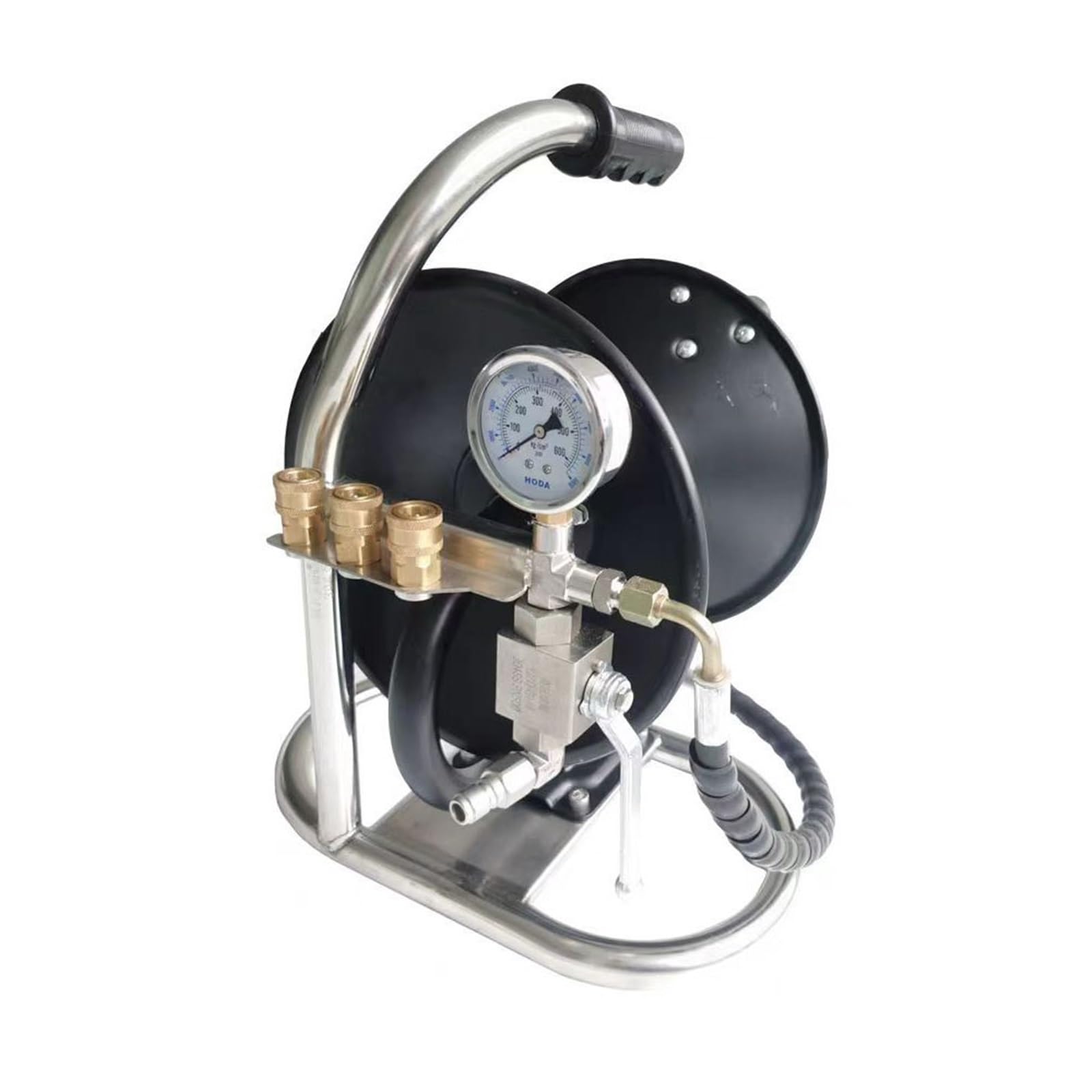 buse haute pression Bobines de tuyau manuelles télescopiques compactes à haute pression 100 pieds avec vanne régulation