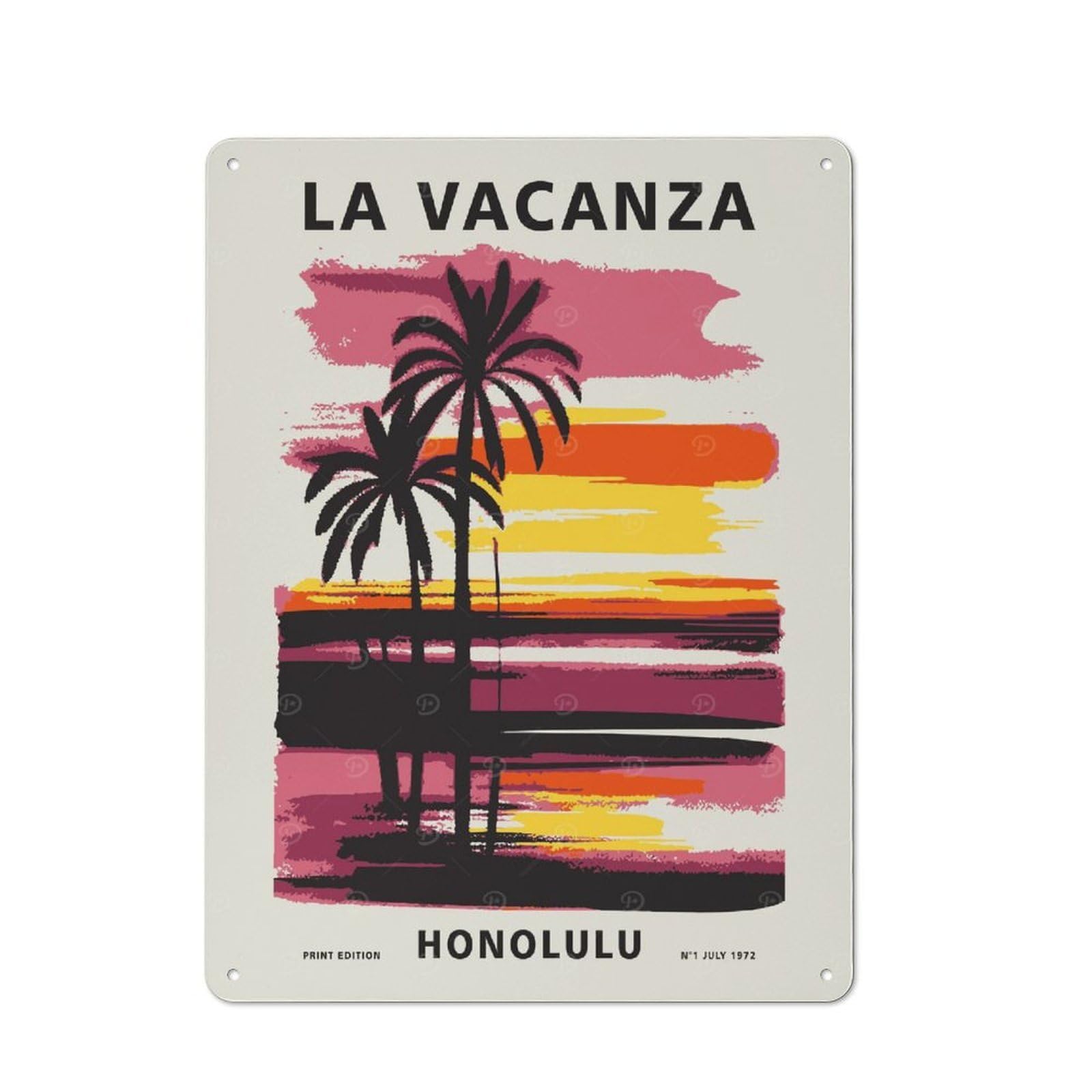 Junmoney Style-5 Tropical Honolulu Hawaii Modern Vintage Metal Wall Decor 40X30cm, Tin Sign For Hobby Room, Office, Lounge Or Living Room